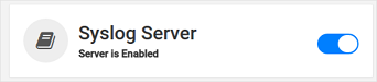 Screenshot of the syslog server toggled to on.
