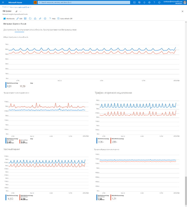Снимок экрана с графами метрик пропускной способности.