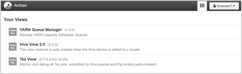 Пользователь Apache Ambari только с представлениями.