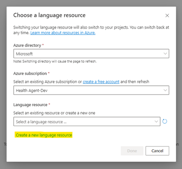 Screenshot of the language studio, language resource