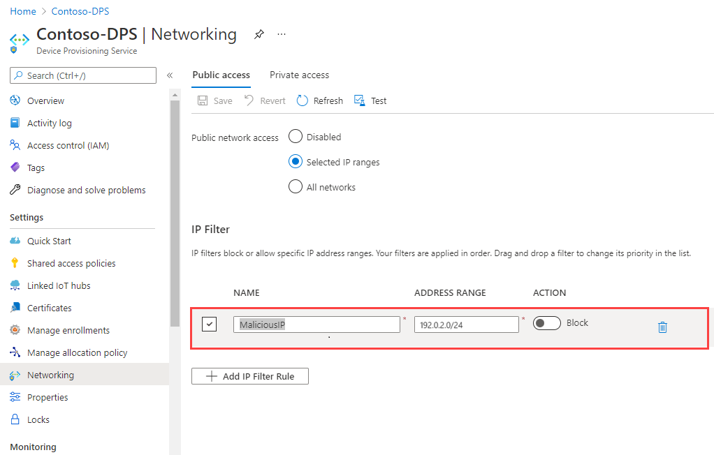 Edit an IP filter rule.