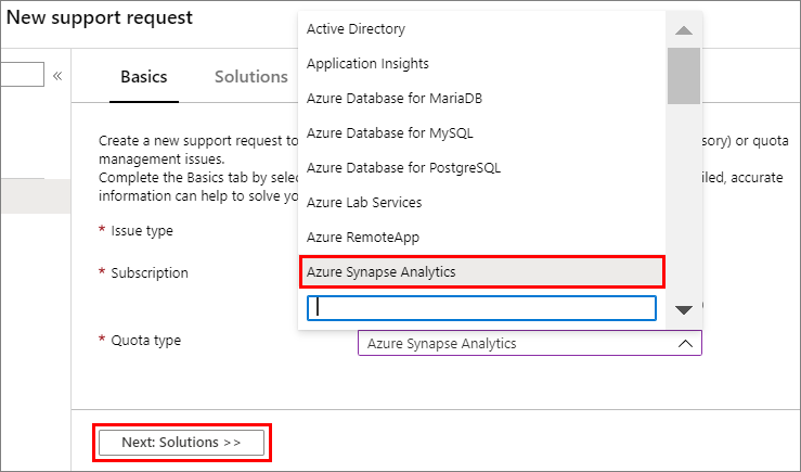 Select a quota type