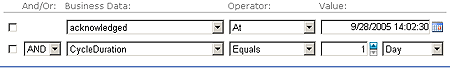 Image that shows where to join clauses of the query with AND or OR operators to form more complex queries.