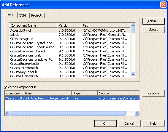 Properties Selection screen