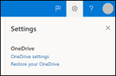 Параметры в OneDrive.