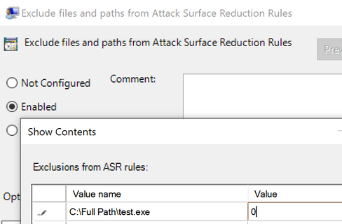 exclude files asr