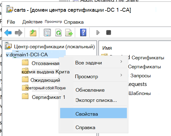 Screenshot of the Certification Authority dialog.