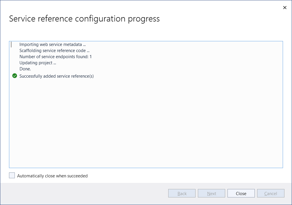 Visual Studio Progress window