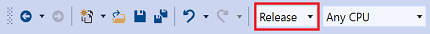 панели инструментов Visual Studio с выделенной сборкой выпуска