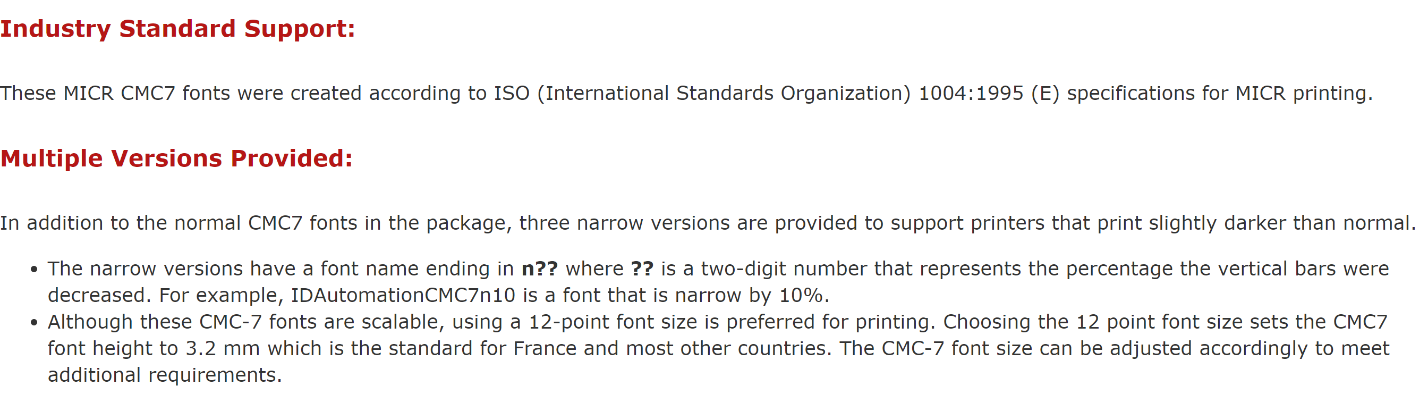 Спецификации MICR CMC-7.