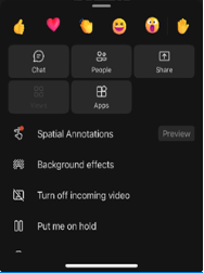 Снимок экрана Teams на мобильном телефоне, показывающий выбор пространственных аннотаций