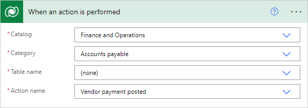 When an action is performed trigger in the Microsoft Dataverse connector.