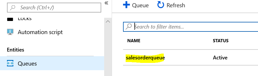 Service Bus Queue name in the Azure Service Bus Queue configuration in Azure.