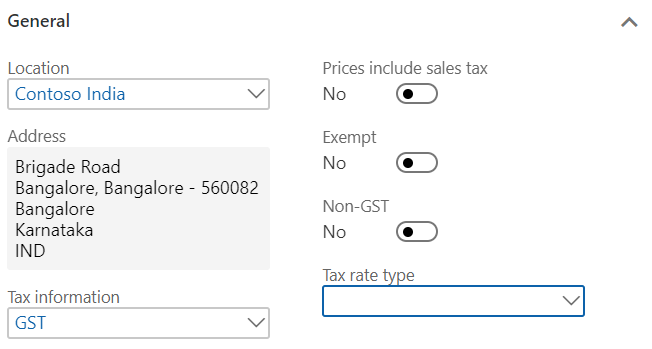 Tax information dialog box.