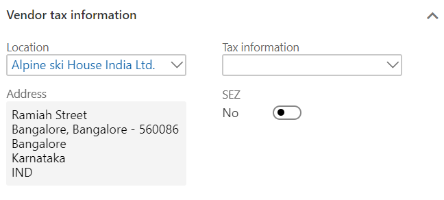 Vendor tax information FastTab.