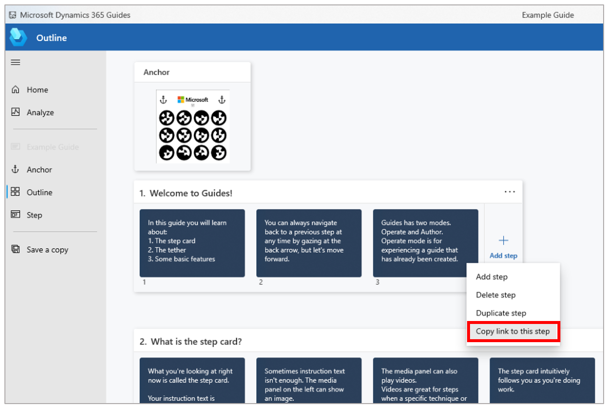 Copy link to this step command.