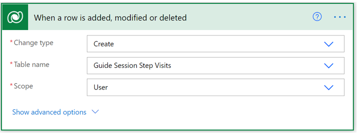 When a record is created trigger with Entity Name field highlighted.