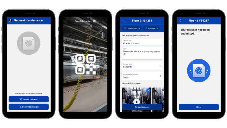 Flow for creating a maintenance request.