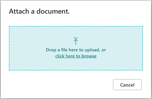 The file upload dialog, enhanced with a new drop area for convenient drag-drop of files.