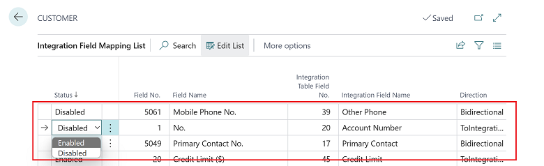 Shows additional fields that can be mapped in Integration Field Mapping list