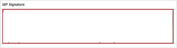 Снимок экрана, на котором показан выделенный раздел IdP Signature (Подпись поставщика удостоверений).