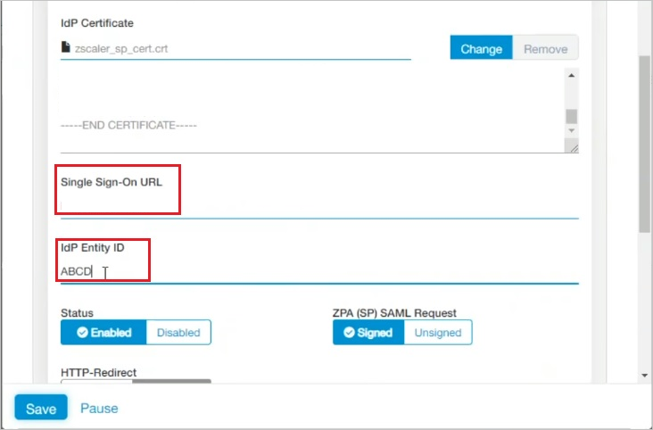 Zscaler Private Access (ZPA) — идентификатор поставщика удостоверений