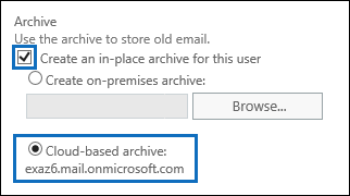 В разделе Архив установите флажок и щелкните Облачный архив.