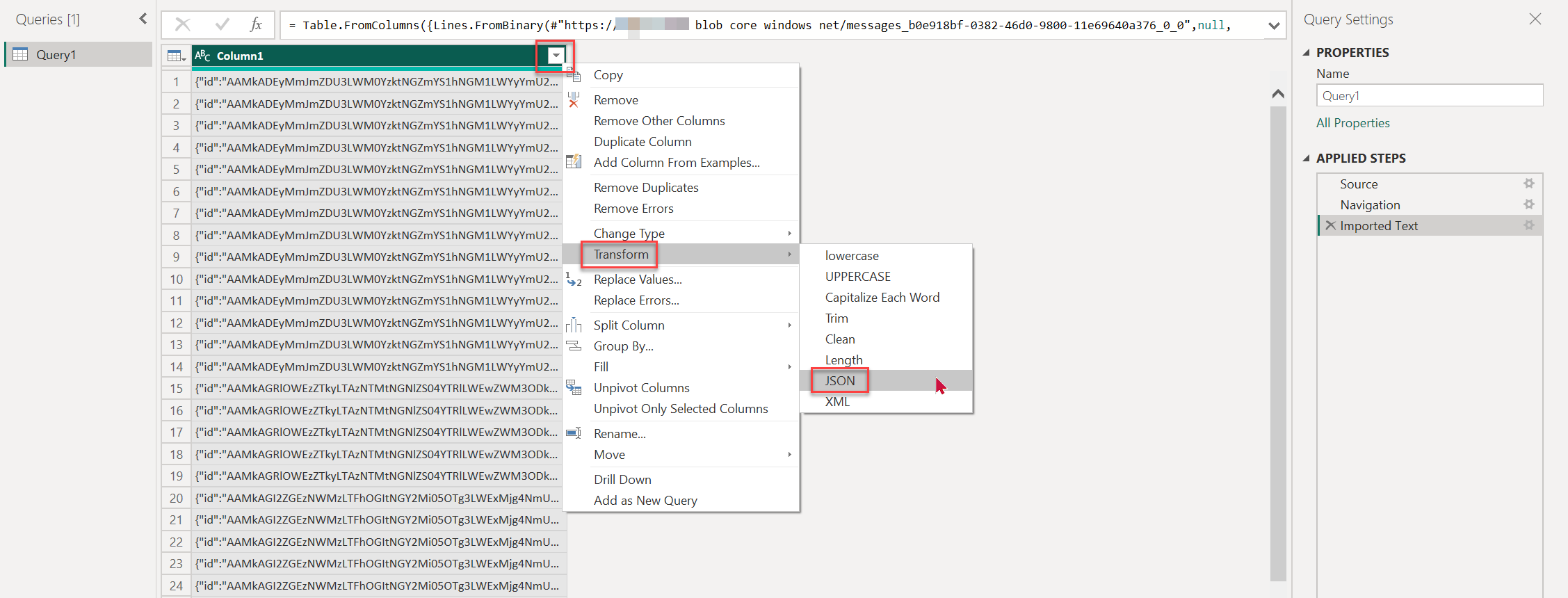 Снимок экрана, на котором показано, как развернуть столбцы данных в Power BI.