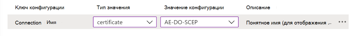 Изменение имени подключения в политике конфигурации VPN-приложения в Microsoft Intune примере