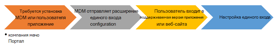 Блок-схема конечного пользователя при установке расширения приложения единого входа на устройствах macOS в Microsoft Intune.