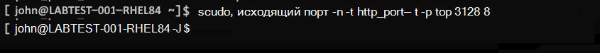 Снимок экрана: пример команды изменения порта.