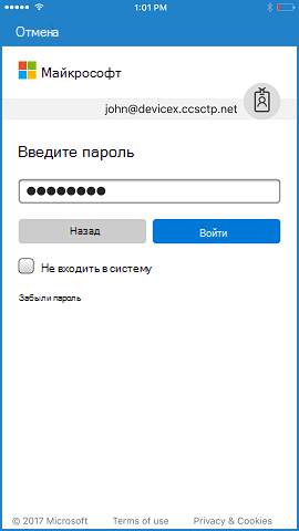 После принятия адреса электронной почты у пользователя запрашивается пароль.