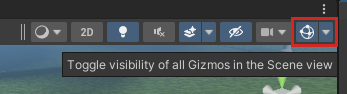 Снимок экрана: кнопка раскрывающегося списка gizmos.