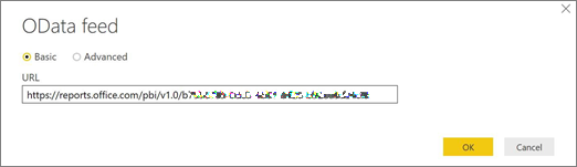 URL-адрес веб-канала OData для Power BI Desktop.
