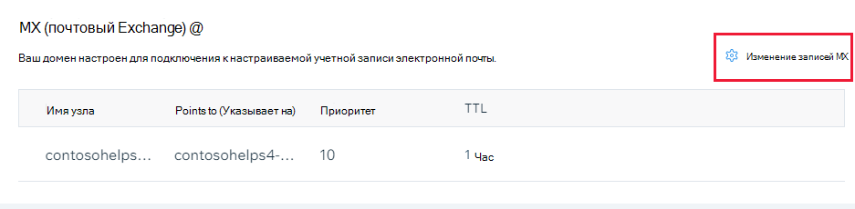 Выберите Изменить записи MX.