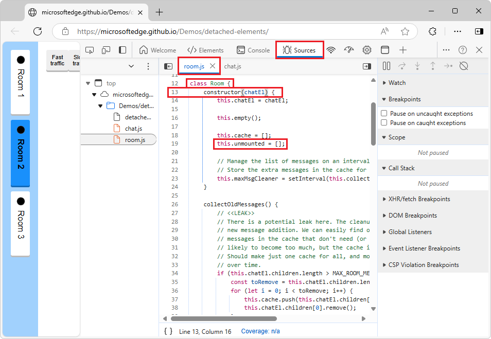 Исходный код JavaScript в средстве 