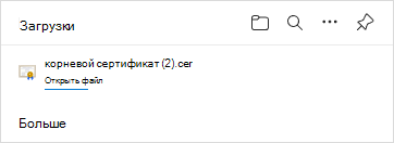 Файл корневого сертификата, указанный в диалоговом окне загрузки Microsoft Edge