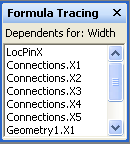 Все ячейки с зависимостью от ячейки Width отображаются в окне трассировки формул.