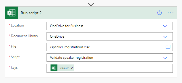 Готовый соединитель Excel Online (бизнес) для второго сценария в Power Automate.