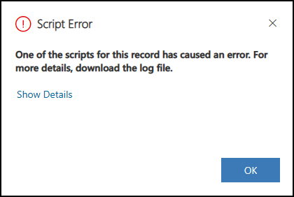 Script error dialog