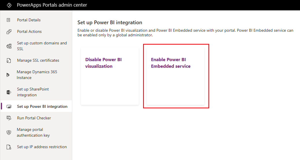 Включить сервис Power BI Embedded.