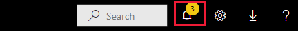 Снимок экрана: строка меню Power BI. Поле поиска и несколько кнопок значка отображаются. Значок уведомления вызывается.