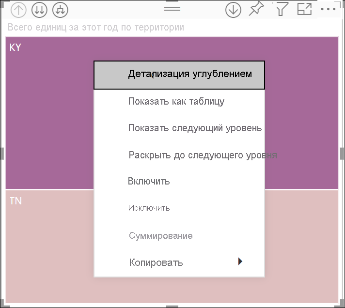 Снимок экрана: меню правой кнопкой мыши из точки данных.