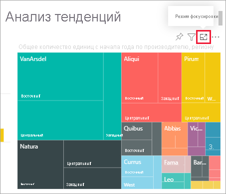 Снимок экрана: значок режима фокусировки для плитки.