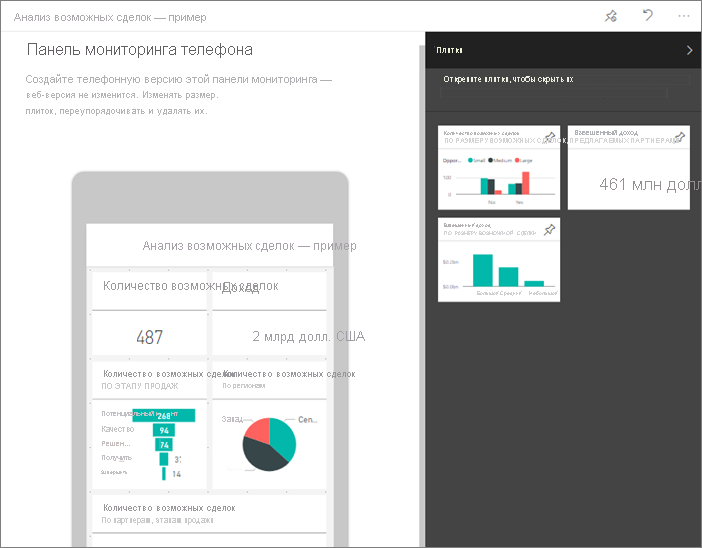 Представление телефона панели мониторинга