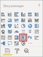Снимок экрана: панель визуализации, выделенная значком визуального элемента R.