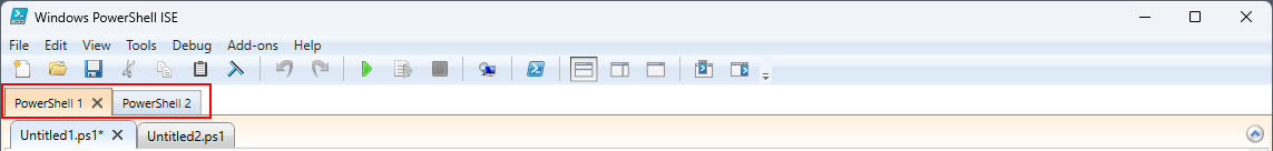 Снимок экрана: вкладки Windows PowerShell.