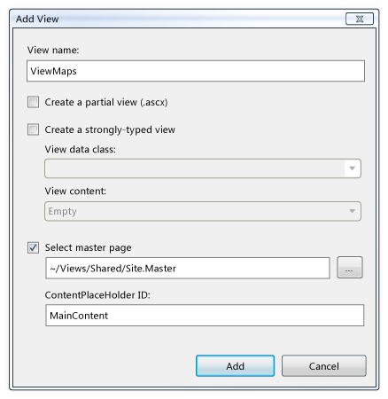 Add view dialog