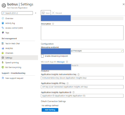 bot registration settings