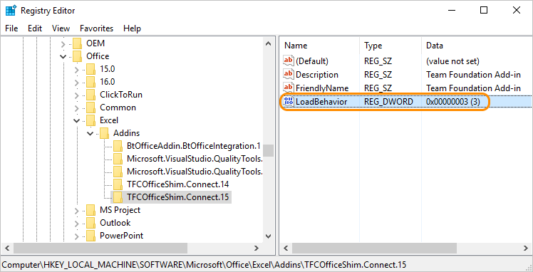 LoadBehavior entry